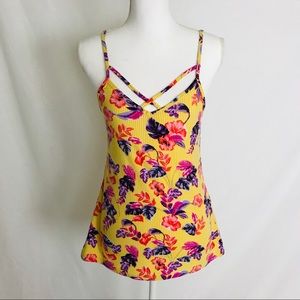 Bright Yellow Floral Tank Top